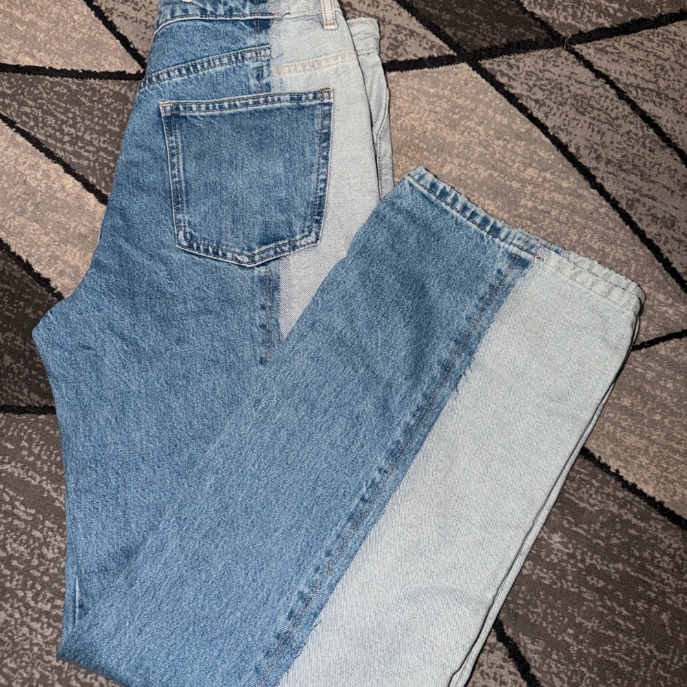 Two-Tone Blue Denim Jeans